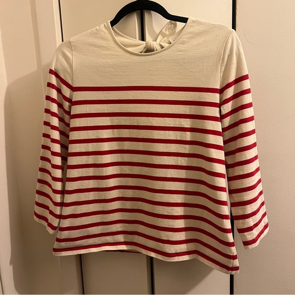 Sezane Tops - Sézane Red and White Striped Long Sleeve Top - Tie Back - 100% Cotton - French